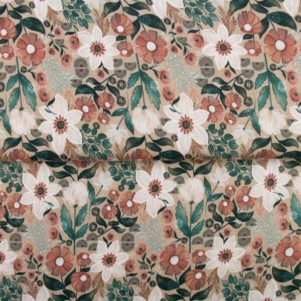 Katoen-tricot Day & Night Garden-brown - Afbeelding 2