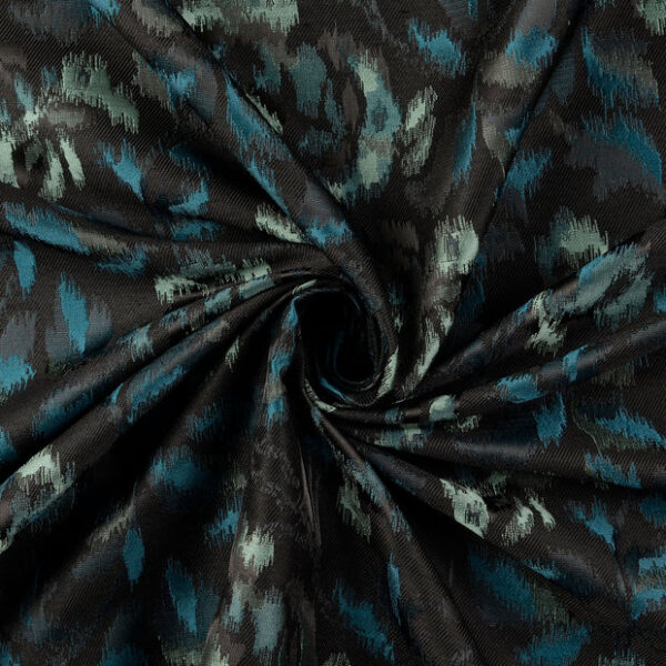 Woven Jacquard flowers petrol - Afbeelding 2