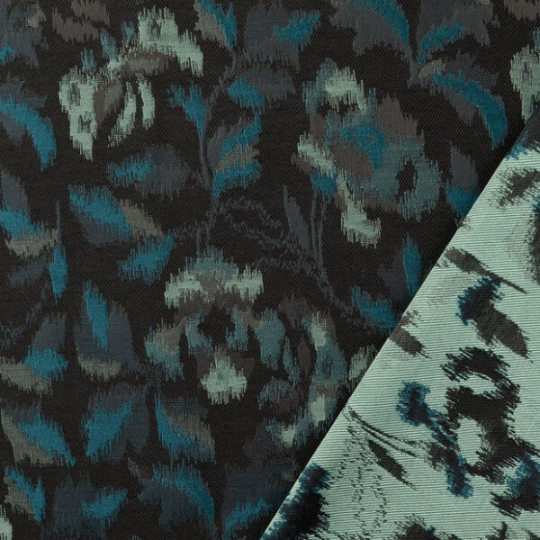 Woven Jacquard flowers petrol